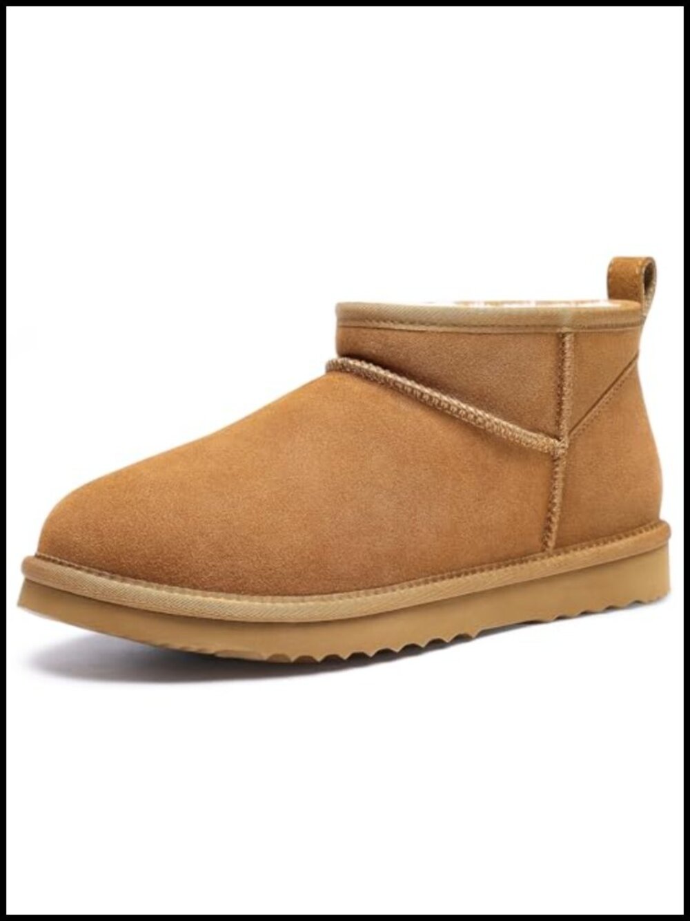 Genuine Suede Mini Boots with Fur Lined Ankle Snow Boots Winter Warm